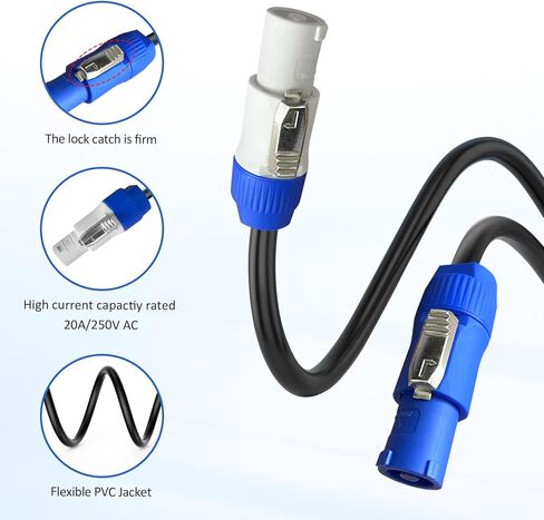 كابل طاقة PowerCon مدخل AC PowerCon إلى مخرج PowerCon 12AWG 3 Pin كابل تمديد الطاقة لشعاع شاشة LED يتحرك ضوء الرأس، طاقة ضوء المسرح، معدات الصوت والفيديو والمزيد - 3FT in Kuwait