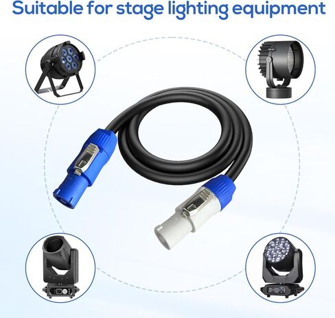 كابل طاقة PowerCon مدخل AC PowerCon إلى مخرج PowerCon 12AWG 3 Pin كابل تمديد الطاقة لشعاع شاشة LED يتحرك ضوء الرأس، طاقة ضوء المسرح، معدات الصوت والفيديو والمزيد - 3FT in Kuwait