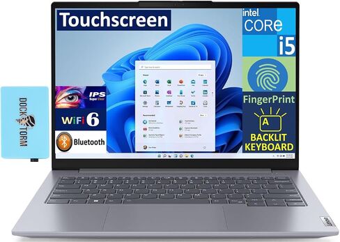 Lenovo ThinkBook 14 G6 Business Laptop 14.0 بوصة شاشة تعمل باللمس IPS WUXGA (Intel i5-1335U، 16GB DDR5، 512GB PCIe SSD، Backlit KYB، بصمة الإصبع، Thunderbolt 4، كاميرا ويب FHD، Win 11 P) مع محور DKZ in Saudi Arabia