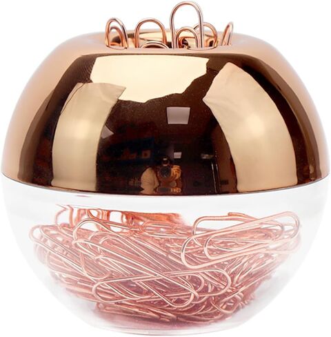Rose Gold Paper Clip Holder Magnetic Paper Clips Dispenser with 100pcs Paperclips for Desk Office School Home Organizers Accessories Gift Idea (Rose Gold) in Kuwait