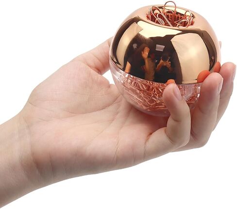 Rose Gold Paper Clip Holder Magnetic Paper Clips Dispenser with 100pcs Paperclips for Desk Office School Home Organizers Accessories Gift Idea (Rose Gold) in Kuwait