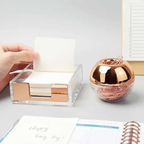 Rose Gold Paper Clip Holder Magnetic Paper Clips Dispenser with 100pcs Paperclips for Desk Office School Home Organizers Accessories Gift Idea (Rose Gold) in Kuwait