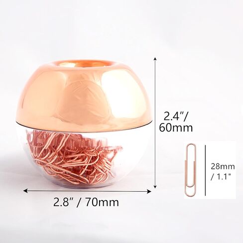 Rose Gold Paper Clip Holder Magnetic Paper Clips Dispenser with 100pcs Paperclips for Desk Office School Home Organizers Accessories Gift Idea (Rose Gold) in Kuwait