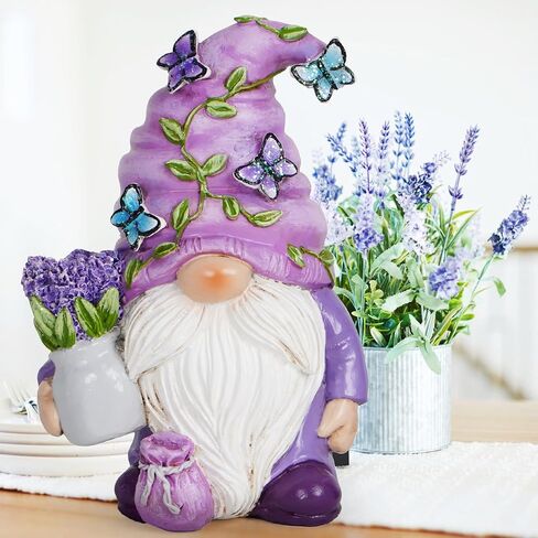 Hodao Lavender Gnomes Decorations - Spring Garden Decorations - Indoor/Outdoor Ornament - Perfect Home Decor Gift Choice (Purple) in Saudi Arabia