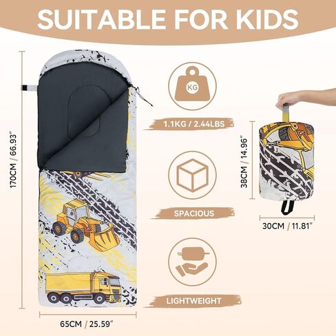 Kids Sleeping Bag for Camping - Lightweight 3 Season Backpacking Sleeping Bag, Compact Child Sleeping Bag for Girls and Boys, Waterproof Youth Sleeping Bag for Outdoor by Croosseoutdoors in Kuwait