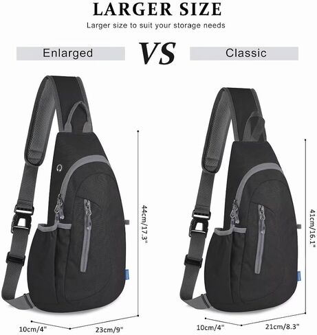 TITECOUGO Large Sling Bag for Women Men Crossbody Bag Waterproof Hiking Backpack Shoulder Bag Chest Bag Travel Essentials Backpack for Outdoor Walking Biking Camping Running Black in Kuwait