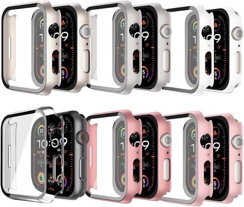 6 Pack Case Tempered Glass Screen Protector for Apple Watch Cover Series 10 9 8 7 6 5 4 3 2 1 SE Ultra 38mm 40mm 41mm 42mm 44mm 45mm 46mm 49mm, Thin Scratch Resistant Full Protective Hard PC Bumper in Saudi Arabia