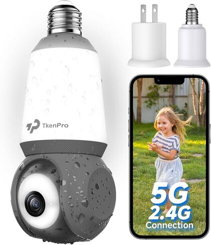 2K Light Bulb Security Cameras Wireless Outdoor, 5G&2.4G WiFi Cameras for Home Security with Adjustable LED Lights, IPX6 Waterproof, 360° Motion Tracking and AI Human Detection -1 Pack in Saudi Arabia