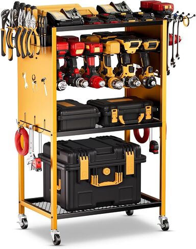 Power Tool Organizer with Wheels - Garage Power Tools Storage Cart, Large Rolling Drill Holder Cordless Battery Storage, Heavy Duty Floor Standing Utility Rack Gift for Men, Husband, Father in Saudi Arabia