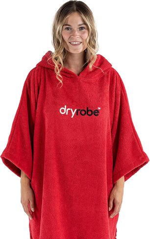 Dryrobe Towel Swim Robe - Hooded Surf Poncho Changing Robe - Organic Cotton - for Swimming, Beach, Surfing - Short Sleeve- (Large-Navy Blue) in Saudi Arabia