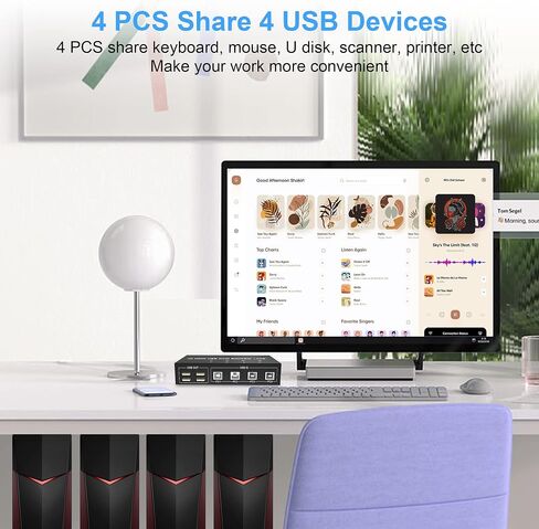 4 Port HDMI + DisplayPort KVM Switch Dual Monitor, UHD 4K@60Hz, KVM Switch 2 Monitors 4 Computers with 4 USB 2.0 Hub, Keyboard Video Mouse Peripherals Switcher for 4 PCs Dual Monitors in Saudi Arabia