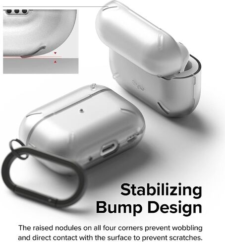 Ringke Layered Case [Scratch Resistance] Compatible with AirPods Pro 2 Case, Shockproof Cover with Carabiner Designed for AirPods Pro 2nd Generation - Matte Clear in Saudi Arabia