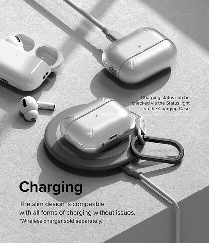 Ringke Layered Case [Scratch Resistance] Compatible with AirPods Pro 2 Case, Shockproof Cover with Carabiner Designed for AirPods Pro 2nd Generation - Matte Clear in Saudi Arabia