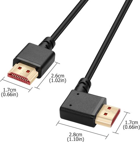 YACSEJAO 8K HDMI 2.1 Right Angle Cable 6.6FT 90 Degree 48Gbps High Speed HDMI Male to Male Cable for 4K@120Hz 8K@60Hz 2K@240Hz (Right Angle) in Kuwait