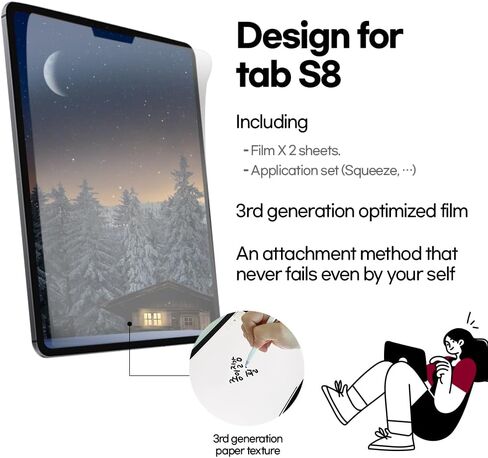 واقي شاشة ورقي من Baditude (قطعتان) لجهاز Galaxy Tab S9fe - واقي شاشة من النوع غير اللامع PET/مضاد للوهج، مضاد لبصمات الأصابع مع سهولة التركيب in Saudi Arabia