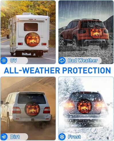 غطاء إطار احتياطي مقاس 15 بوصة، غطاء إطار احتياطي من جلد البولي فينيل كلوريد المقاوم للماء والغبار، سهل التركيب، غطاء حماية متين لإطار احتياطي لمقطورة التخييم RV in Kuwait