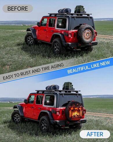 غطاء إطار احتياطي مقاس 15 بوصة، غطاء إطار احتياطي من جلد البولي فينيل كلوريد المقاوم للماء والغبار، سهل التركيب، غطاء حماية متين لإطار احتياطي لمقطورة التخييم RV in Kuwait