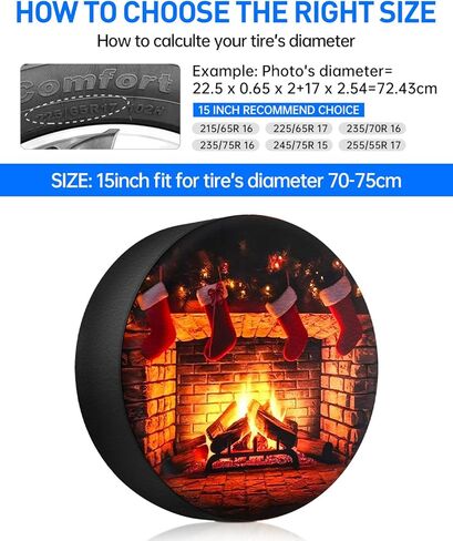 غطاء إطار احتياطي مقاس 15 بوصة، غطاء إطار احتياطي من جلد البولي فينيل كلوريد المقاوم للماء والغبار، سهل التركيب، غطاء حماية متين لإطار احتياطي لمقطورة التخييم RV in Kuwait