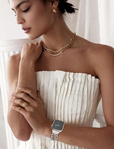 JR.DM Gold Watch Bands for Women Compatible with Apple Watch Band 40mm 41mm 38mm 42mm 44mm 45mm 46mm 49mm Stylish Metal Steel Chain Bracelet for iWatch Series 10/9/8/7/6/5/4/3/2/1 SE/Ultra in Saudi Arabia