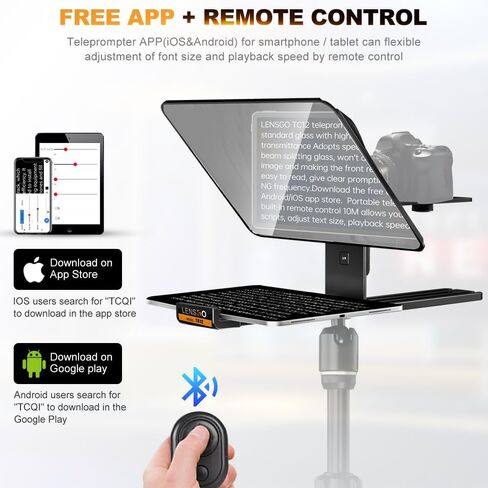 LENSGO Teleprompter for Camera and iPad 12.9'' with Remote Control APP Compatible with iOS/Android for Vlogger,Video, Live Streaming, Interviews,Online Teaching (TC12) in Kuwait
