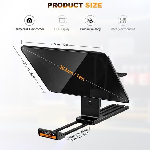 LENSGO Teleprompter for Camera and iPad 12.9'' with Remote Control APP Compatible with iOS/Android for Vlogger,Video, Live Streaming, Interviews,Online Teaching (TC12) in Kuwait