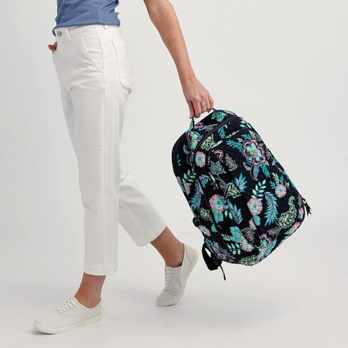 Vera Bradley Women's, Cotton Large Travel Backpack Travel Bag, Perennials Noir Dot, One Size in Saudi Arabia