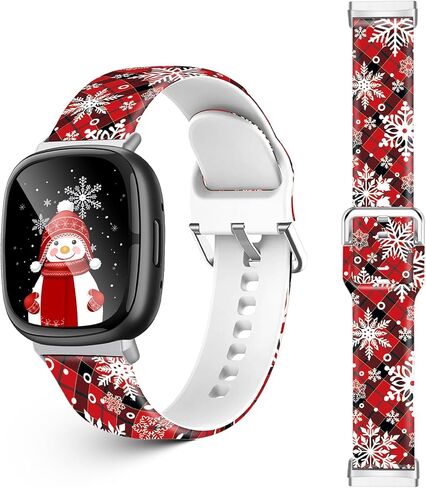Christmas Fall Watch Band Compatible with Fitbit Versa 4 /Versa 3 /Sense 2 /Sense, Silicone Xmas Snowman Santa Holiday Theme Replacement Smartwatch Wristband strap for Women Men Girl in Kuwait