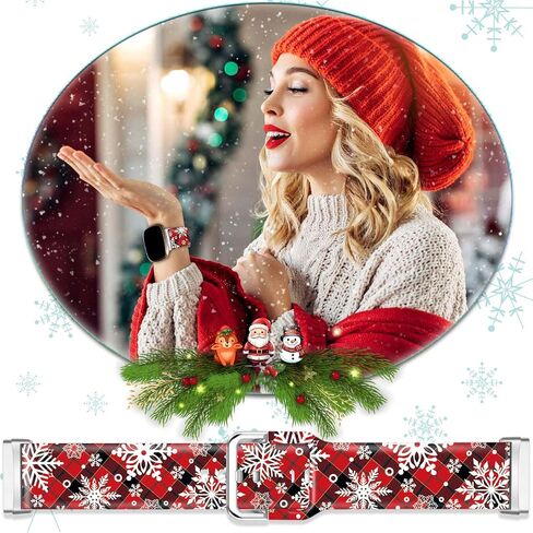 Christmas Fall Watch Band Compatible with Fitbit Versa 4 /Versa 3 /Sense 2 /Sense, Silicone Xmas Snowman Santa Holiday Theme Replacement Smartwatch Wristband strap for Women Men Girl in Kuwait