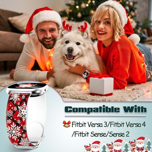 Christmas Fall Watch Band Compatible with Fitbit Versa 4 /Versa 3 /Sense 2 /Sense, Silicone Xmas Snowman Santa Holiday Theme Replacement Smartwatch Wristband strap for Women Men Girl in Kuwait