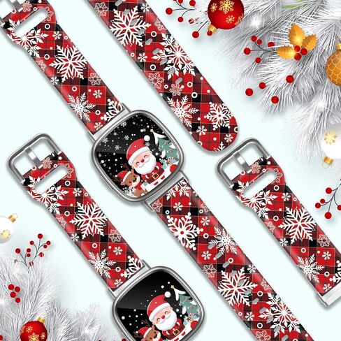 Christmas Fall Watch Band Compatible with Fitbit Versa 4 /Versa 3 /Sense 2 /Sense, Silicone Xmas Snowman Santa Holiday Theme Replacement Smartwatch Wristband strap for Women Men Girl in Kuwait