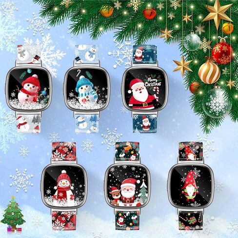 Christmas Fall Watch Band Compatible with Fitbit Versa 4 /Versa 3 /Sense 2 /Sense, Silicone Xmas Snowman Santa Holiday Theme Replacement Smartwatch Wristband strap for Women Men Girl in Kuwait