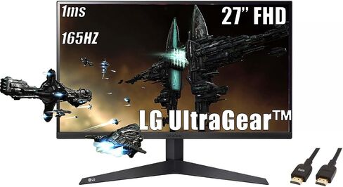 شاشة LG مقاس 27 بوصة، شاشة FHD (1920 × 1080) IPS، 100 هرتز، 5 مللي ثانية، AMD FreeSync Premium، تصميم بلا حدود تقريبًا من 3 جوانب، HDMI، أسود، مع كابل 5ave HDMI in Kuwait