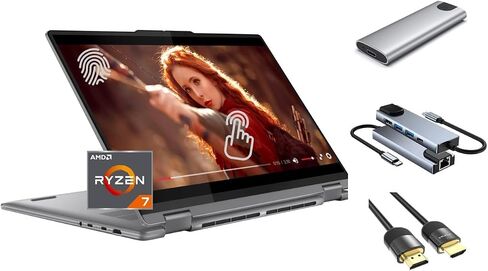لاب توب لينوفو يوجا 7 2 في 1 شاشة لمس 16 بوصة 2K، وحدة المعالجة المركزية AMD Ryzen 7 8840HS AI (Beats Ultra 7-150U)، ذاكرة الوصول العشوائي 16 جيجابايت، 1 تيرابايت SSD + 256 جيجابايت SSD محمول، إضاءة خلفية، لوحة مفاتيح، حزمة تخزين خارجية 3 في 1 ، فوز 11 in Saudi Arabia