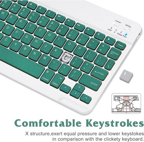 Rechargeable Bluetooth Keyboard and Mouse Combo Ultra Slim Full-Size Keyboard and Ergonomic Mouse for vivo T1 and All Bluetooth Enabled Mac/Tablet/iPad/PC/Laptop - Jade Green in Saudi Arabia