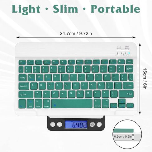 Rechargeable Bluetooth Keyboard and Mouse Combo Ultra Slim Full-Size Keyboard and Ergonomic Mouse for vivo T1 and All Bluetooth Enabled Mac/Tablet/iPad/PC/Laptop - Jade Green in Saudi Arabia
