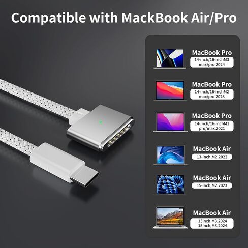 140W USB-C to Magnetic 3 Cable Compatible with Magsafe Charging Cable for 14" 16" MacBook Pro 2024 M3 Pro & Max, MacBook Air 2022 M2, MacBook Pro 2023 M2 Pro & Max - 6.6ft in Saudi Arabia
