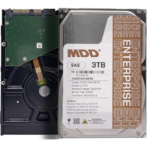 MDD MAXDIGITALDATA 3TB 7200RPM 128MB Cache SAS 6Gb/s 3.5inch Internal Enterprise Hard Drive (MD3TSAS12872E) [ NOT a SATA HDD ] (Renewed)