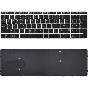 لوحة مفاتيح بديلة متوافقة مع HP EliteBook 755 G3 755 G4 850 G3 850 G4 Zbook 15U G3 مع إطار فضي بدون إضاءة خلفية ولا مؤشر in Kuwait