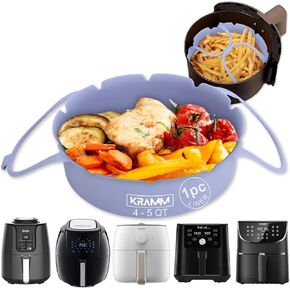 Silicone Air Fryer Liner - 1 pc Round Liner Fits 4-5 qt Air Fryer | Practical Gift, Christmas Kitchen Gadget, Stocking Stuffer, Healthy Cooking | Air Fryer Accessories, Reusable, Non-Stick, Blue