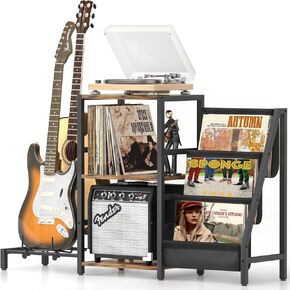 Bikoney Guitar Stand 4-Tier for Acoustic, Electric Guitar, Bass, Guitar Rack Holder Floor Adjustable for Multiple Guitars, Guitar Amp Accessories, Guitar Holder Display for Room Home Studio (Patent)