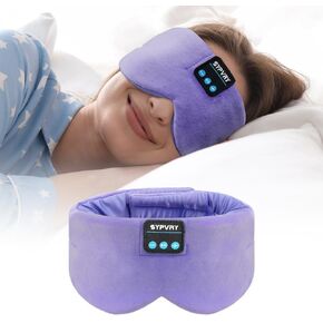 Sleep Headphones Silk Bluetooth Eye Mask Soft Sleep Mask Headband Headphones Wireless Bluetooth Sleep Mask with Speaker Microphone Adjustable Music Blindfold Mask,Purple