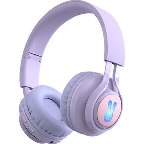 Kids Bluetooth Headphones,85db Volume Limit,Hearing Protection,Wireless Headphones with Mic,Music,Chat,Kids Mode,Normal Mode,Wireless and Wired,LED Light,for Kids Adults,Purple