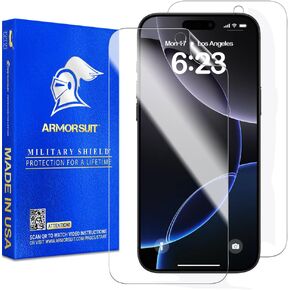 ArmorSuit 2 Pack for iPhone 16 Pro Max Screen Protector Case Friendly MilitaryShield HD Clear Film - Made in USA
