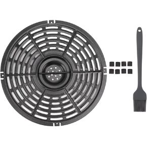 Air Fryer Grill Pan 7.9in/8.7in Round Stainless Steel Air Fryer Replacement Tray with Silicone Brush and Sleeve, Nonstick Grill Crisper Plate for Kitchen Restaurant(20cm)