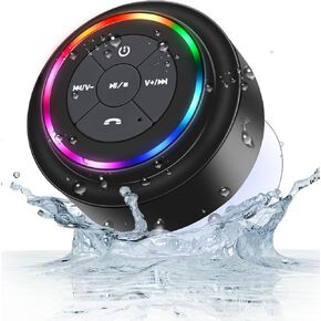 Bluetooth Shower Speaker, Portable Bluetooth Speakers with LED Light, IP67 Waterproof Outdoor Wireless Speaker with Suction Cup, Floating, True Wireless Stereo for Beach Pool Camping,Great Gifts