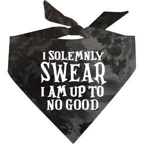 I Solemnly Swear I Am Up to No Good Dog Bandana (Black Scrunch, OS 1101)