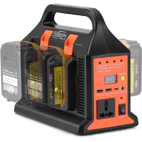 300W Portable Power Inverter 4 Port Power Inverter for Dewalt 20V MAX Li-ion Battery DC 20V to AC 120V Converter with AC Outlet, USB Port Type-C Port 200LM LED Light for Home and Emergency Ready