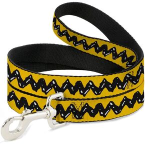 Peanuts Worldwide LLC Pet Leash, Dog Leash, Peanuts Charlie Brown Zig Zag Stripe Yellow Black, 6 Feet Long 0.5 Inch Wide