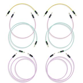 MyVolts Candycords Halo LED Patch Cables 8-Pack, Straight Mini Mono Jack to Straight Mini Mono Jack, 2x15cm Yellow, 2x30cm Pink, 2x50cm Green and 2x80cm Purple