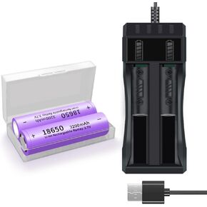18650 Rechargeable Battery Charger 18650 3200mah 3.7v Rechargeable Battery (2 Pack) 18650 Li-ion Battery Charger, 18650 Battery for Headlights, Flashlights, Doorbells, Toys etc